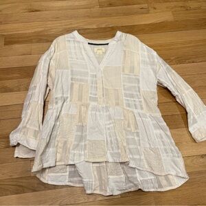Maeve for Anthropologie Patchwork Linen Top